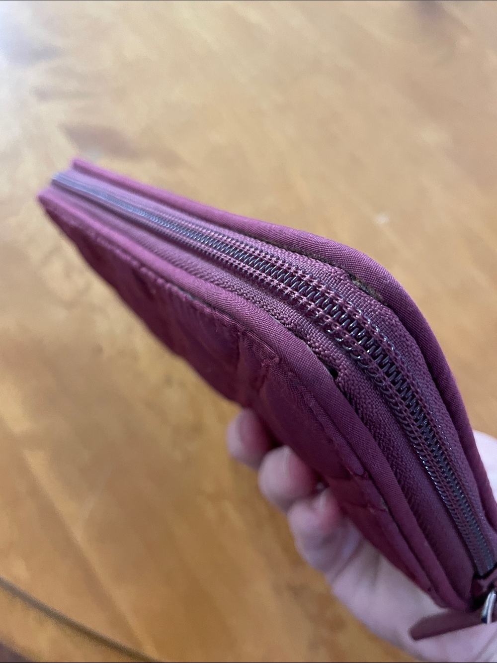 Vera Bradley Quilted RFID Zip Wallet in Maroon - Picture 7 of 11